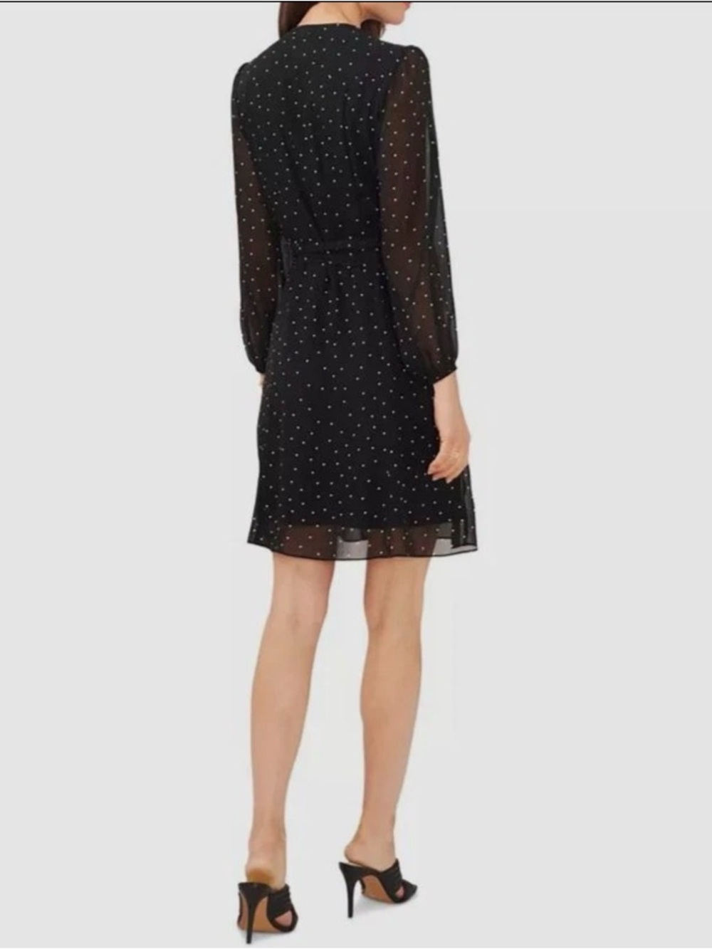 MSK Black Mini Dress with White Polka Dots - Picture 2 of 5